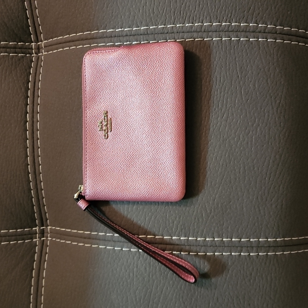 Coach sparkling pink wristlet